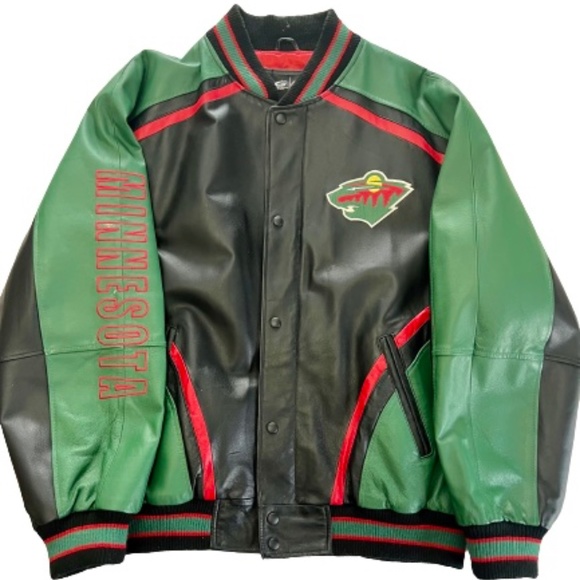 **RARE Minnesota Wild Authentic Vintage NHL Leather Jacket G-III Sports